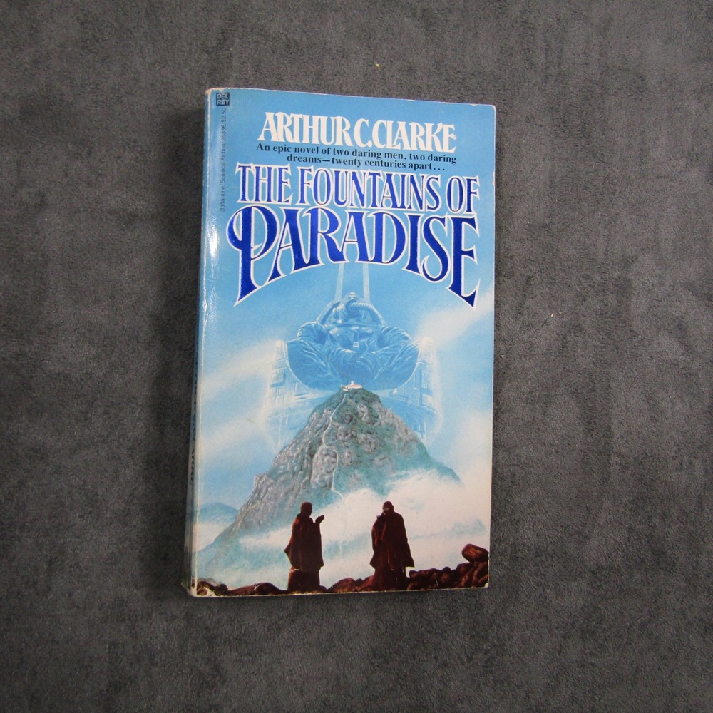 Arthur C. Clarke Book The Fountains of Paradise OS Blue Vintage Sci-Fi Paperback